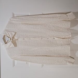 Women Allison Taylor 100% Silk Long Sleeve Floral Embossed Blouse Size M